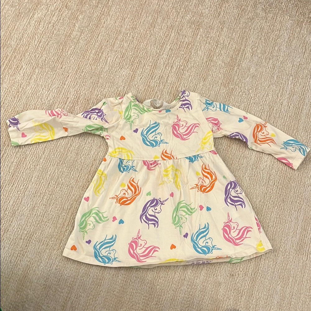 Colorful Unicorn Print Kids Dress
